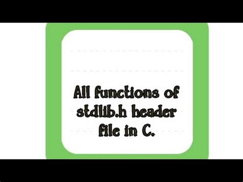 All Function Of Stdlib H Header File In C Codingby Techno Turtle Coding Cprogramming