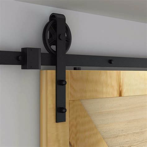 Walfront 6 Ft Black Country Style Sliding Barn Door Hardware Track Rail