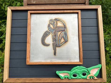 Mythosaur Mandalorian Grogu Wood Stainless Steel Art Baby Yoda Etsy