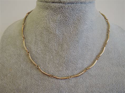 Gold Tone Curved Bar Link Chain Necklace C1970s Etsy Chain Link