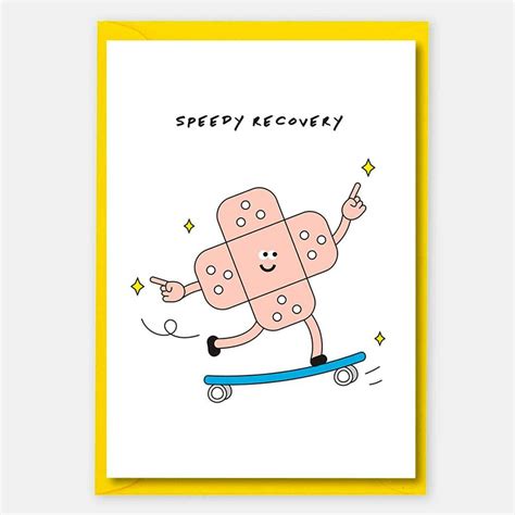 Speedy Recovery Plaster Skateboard Get Well Soon Card By I Am A