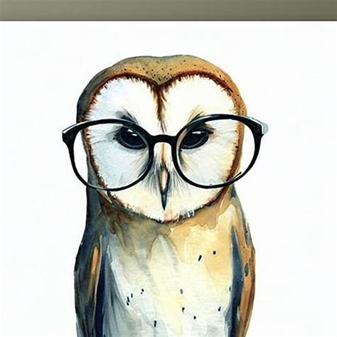Owl Wearing Glasses Etsy
