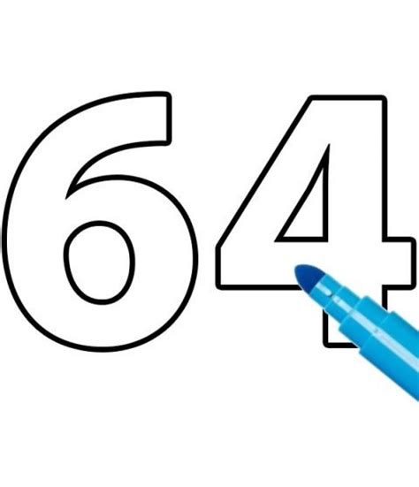 Printable Number 64 Template Coloring Page