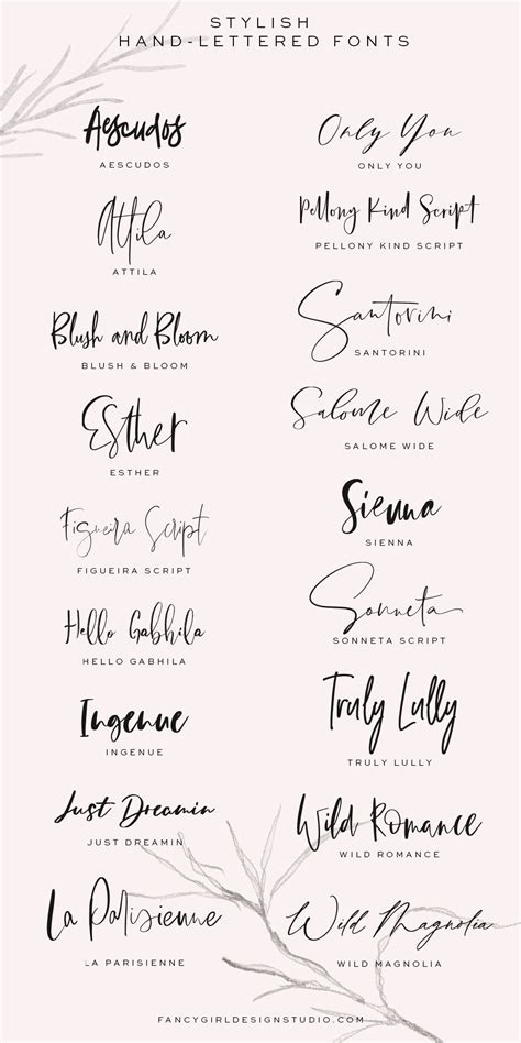 Stylish Hand Lettered Fonts Fancy Girl Designs Tattoo Fonts