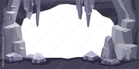 Cartoon Cave Vector Background Rock Cavern Game Illustration Stone