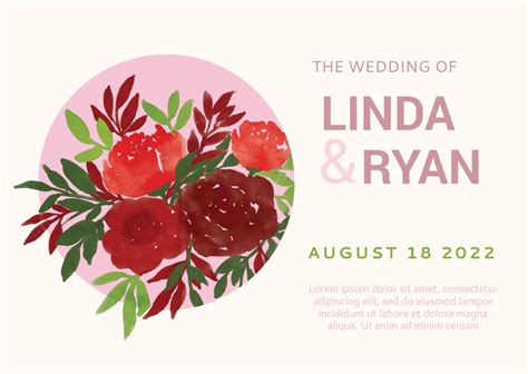 A Beautiful Wedding Invitation Card With Floral Illustration Design