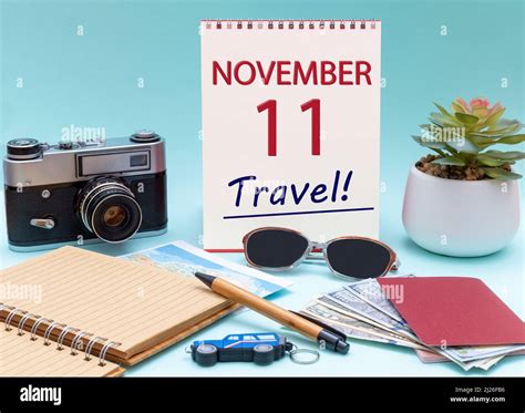 11th Day Of November Travel Planning Vacation Trip Calendar With