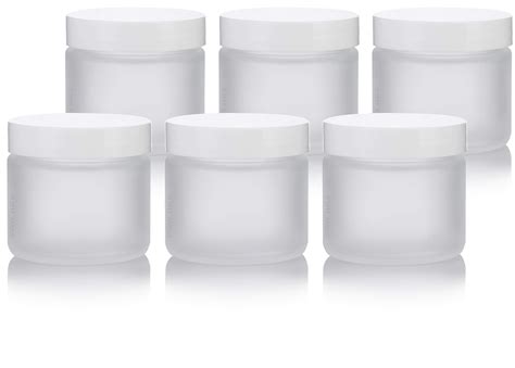 Buy 2 Oz Frosted Clear Glass Straight Sided Jars With White Foam Lined Lids 6 Pack Online At