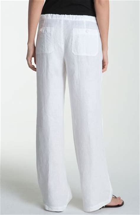 Vince Wide Leg Linen Drawstring Pants In White Lyst