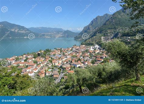 The Village Of Marone On Lake Iseo Italy Stock Image Image Of