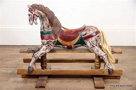 A Vintage Wooden Rocking Horse The Painted Horse In A Fine And