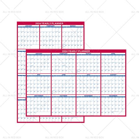 24 X 36in 2024 Wall Calendar Dry Erase Erasable Yearly 12 Month Wall