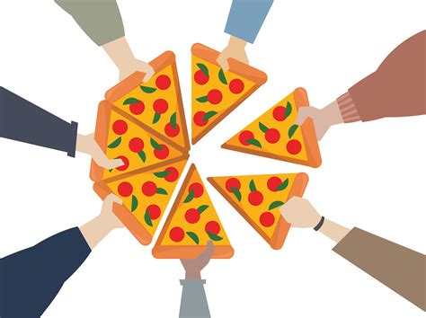 Illustration Of Hands Sharing A Pizza Download Free Vectors Clipart