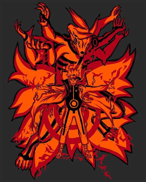 An Orange And Black Drawing Of A Demon With Two Hands In The Air