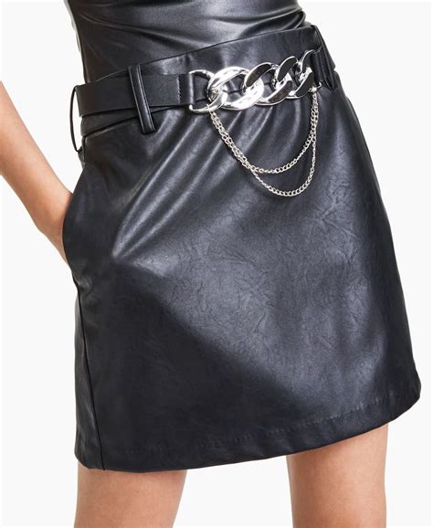 Bar Iii Chain Faux Leather Mini Skirt Created For Macys Macys