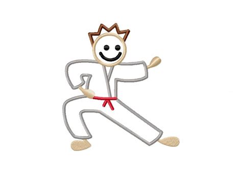 Karate Stick Figure Embroidery Design Daily Embroidery