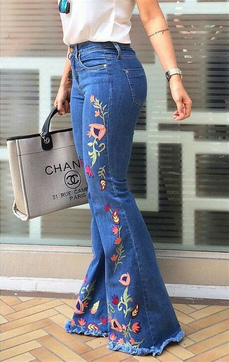 Calça Bordados Embroidered Pants Embellished Jeans Takuache Girl