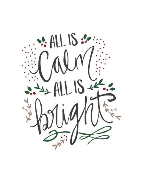 All Is Calm All Is Bright Silent Night Printable Etsy Christmas