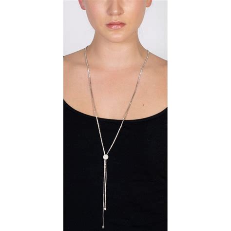 Long Adjustable Lariat Style Cubic Zirconia Necklace N