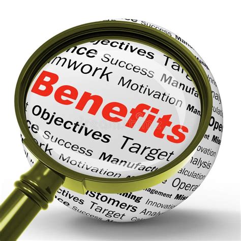 Benefits Magnifier Definition Means Advantages Or Monetary Bonus Stock