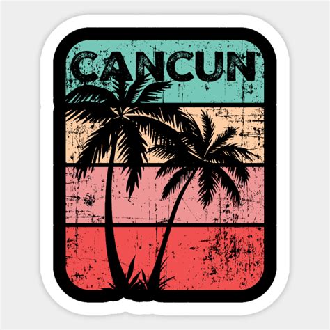Cancun Mexico Vintage Retro Sunset Vacation Souvenir Cancun Sticker