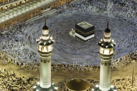 Muslim Pilgrims Circle The Kaaba Inside The Grand Mosque In Mecca After
