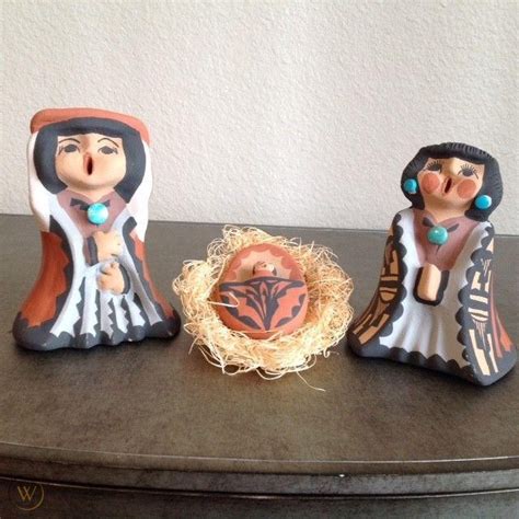 Native American 10 Piece Nativity Set By Caroline Sando Jemez Pueblo