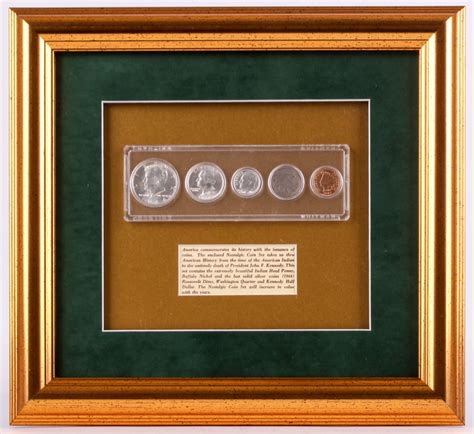 Custom Framed 11x12 Encapsulated Nostalgic Coin Set Of 5 With Indian