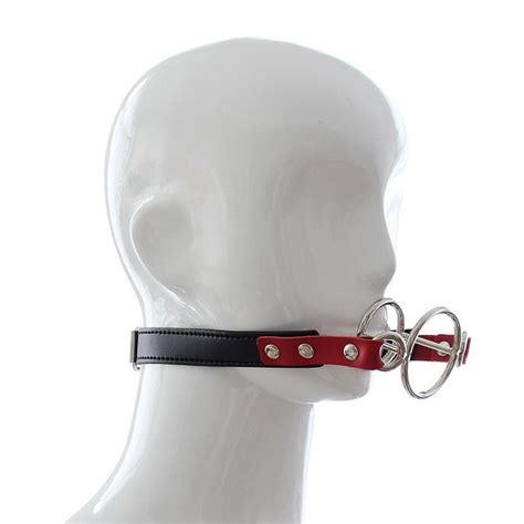 Double Rings Open Mouth Gag Bdsm Bondage Toys Open Mouth Ball Gag With Pu Leather Strap Slave