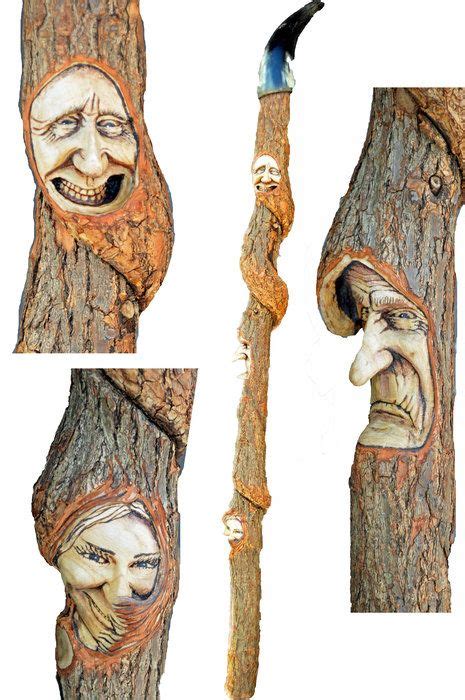 Cane Walking Stick Wood Spirit Carving By Josh Carte By Josh Carte