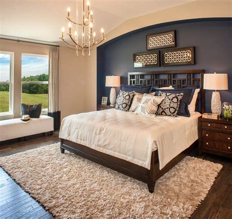 United States Navy Blue Accent Wall With Form Mirrors Bedroom