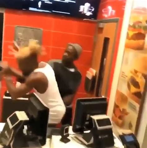 Customer Goes Behind McDonald S Counter And Gets Into A Fight Daily Mail Online