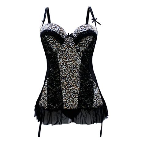 Women Intimates Corsets Sexy Leopard Bustiers With Underwire Cup Bra