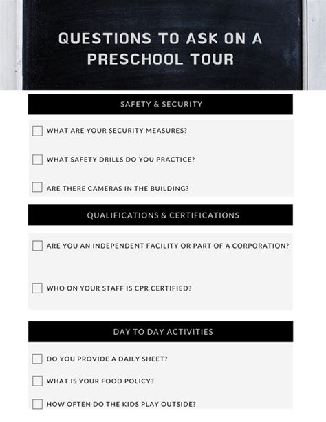 Questions To Ask On A Preschool Tour Free Checklist Gen Y Mama