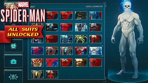 Ps4 Spiderman All Playable Spider Man Suits Unlocked Youtube