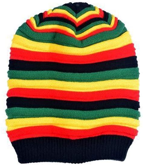 Hzyfp Multi Colour Jamaican Rasta Hat Slouchy Baggie Beanie Knit Gorro