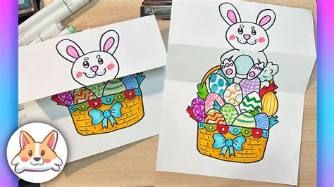 How To Draw Easter Bunny Surprise Fold Step By Step Youtube