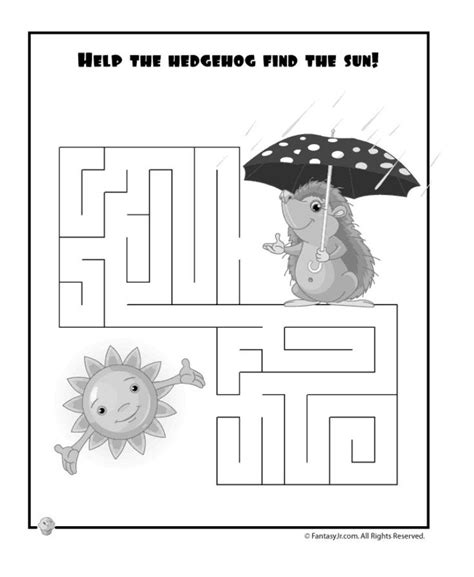 An Easy Maze Where A Hedgehog Is Trying To Find The Sun Mazes For
