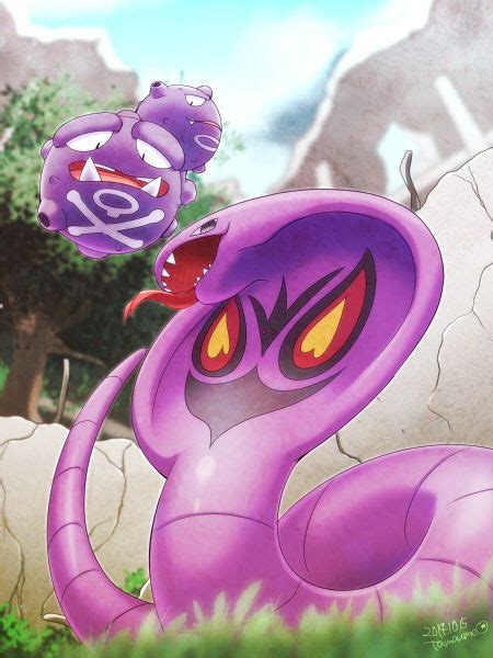 Weezing And Arbok By Tamaume Deviantart On Deviantart Ghost Type