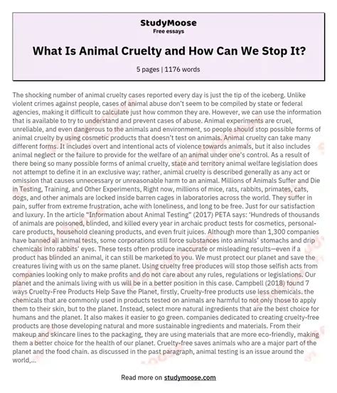 What Is Animal Cruelty And How Can We Stop It Free Essay Example