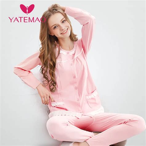 Yatemao New Maternity Nursing Pajamas Set Long Sleeve Breastfeeding Clothes Maternity Sleepwear
