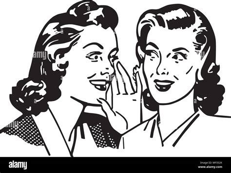 Gossiping Women Retro Clipart Illustration Stock Vector Image And Art