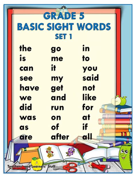Basic Sight Words Grade 5 Free Download Deped Click