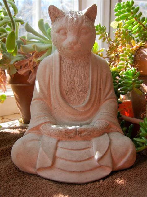 Buddha Cat Statue Concrete Cats Buddha Figure Cement Garden Etsy