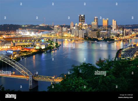 West End Bridge And Downtown Pittsburgh Pennsylvania Usa Stock Photo