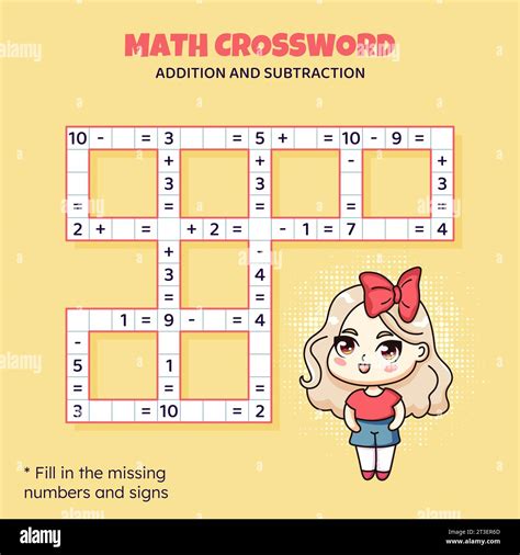 Math Crossword Puzzle Addition And Subtraction Stock Vector Image