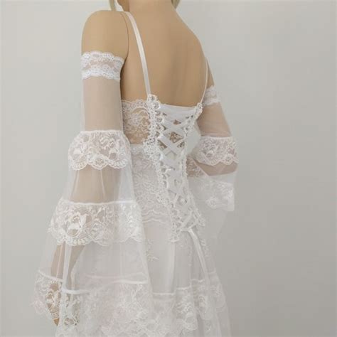 Bridal Ivory Lace Tulle Removable Sleeves Off Shoulder Boho Etsy