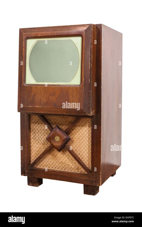 Old Wooden Television Isolated With Clipping Path Stock Photo Alamy