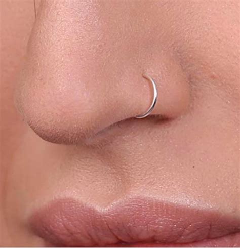 Fake Plain Silver Nose Ring 08mm Wide Fake Comfortable Nose Etsy