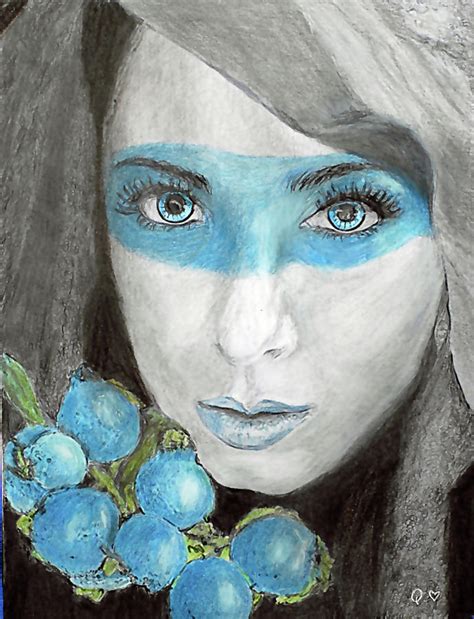 Blue Berry Kisses Drawing By Quwatha Valentine